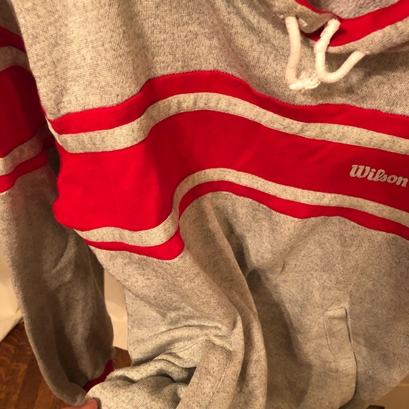 Vintage Wilson Tennis Hoodie Red Ringer Sweatshirt - Picture 7 of 11